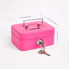 1pc Metal Keylock Storage BoxMoney Adult Deposit Box Coin Deposit Box