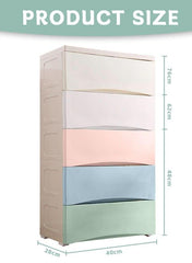 5 - Layer Plastic Storage Cabinet with Drawers NH028 - Nimall