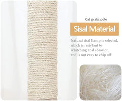 Cat Scratching Post for Indoor Cats,Cat Scratcher with Hanging Ball,Durable Cat Scratcher Pole with Sisal Rope,Cat Carpet Scratching Post for Small Cats and Kittens (Grey+ Beige)