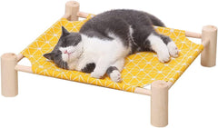 Cat Hammock, Wooden Elevated Bed, Removable, Washable