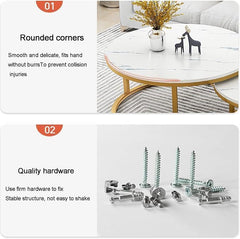 Ceramic Top Coffee Table Set 70 cm & 50 cm