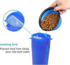 2-in-1 Dog Travel Water & Food Bottle, Leakproof