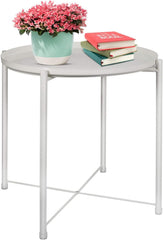 Round Metal Tray Table Black, Detachable Tray Top