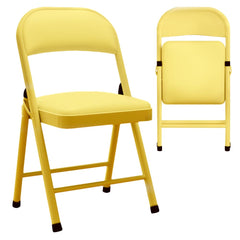 Heavy Duty Padded Folding Chair, 10cm Slim Carbon Steel Frame Seat