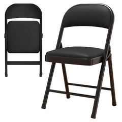 Heavy Duty Padded Folding Chair, 10cm Slim Carbon Steel Frame Seat
