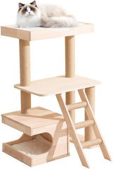 Wood Cat Tree for Indoor Cats,Tall Cat Furniture with Natural Sisal Rope Scratching Post