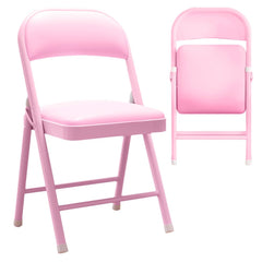 Heavy Duty Padded Folding Chair, 10cm Slim Carbon Steel Frame Seat