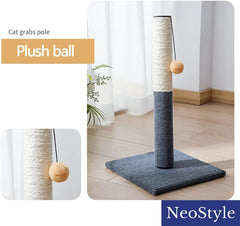 Cat Scratching Post for Indoor Cats,Cat Scratcher with Hanging Ball,Durable Cat Scratcher Pole with Sisal Rope,Cat Carpet Scratching Post for Small Cats and Kittens (Grey+ Beige)