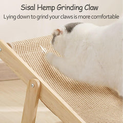 Sisal Cat Lounger,Adjustable Natural Wooden Cat chair for Indoor Cats
