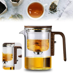 Water Separation Glass Teapot Strainer Classic Magic Tea Pot Wooden Handle