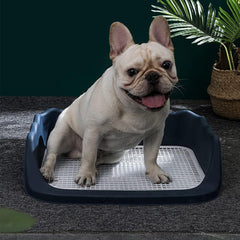Indoor Puppy Potty Training Tray with Protective Wall, Dark Blue (53 * 45 * 15)