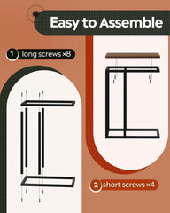 Side Table, C Shaped End Table for Couch, Sofa and Bed, Large Desktop C Table for Living Room, Bedroom, Bedside
