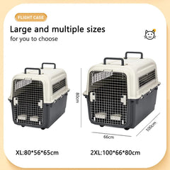 Hard-Sided Transporter Dog Carrier Cage,Plastic Kennels Rolling Wire Door Travel Dog Crate