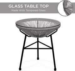 Gray PE Rattan Balcony Table & Chair Set 90 × 72 × 39 cm