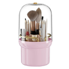 360° Rotating Makeup Brush Holder with Dust-Proof Lid