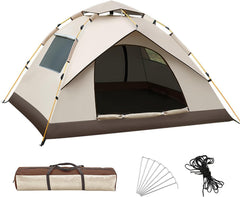 Arabest 3-4 Person Camping Tent, Waterproof Family Tent for Camping, Instant Easy Up Double Layer Anti-UV 2 Windows 2 Doors-Instant Family Tents for Camping Hiking & Traveling