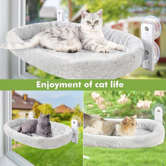 Cat Window Hammock Bed with Cushion, White