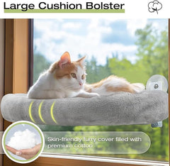 Cat Window Hammock Bed with Cushion, White