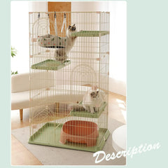 4-Tier Large Wire Cat Cage, with Ladder & Platforms, Green