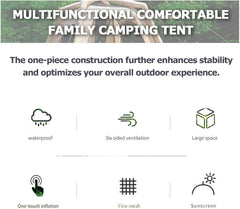 Camping Tent Inflatable, Easy Setup Portable 2-4 Persons Waterproof Windproof Outdoor Prevent for Camping, Festivals, Backyard, Sleepovers with Carry Bag Large Mesh Windows.