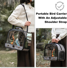 (6-pieces) Bird Carrier Bag Set, Parrot Travel Carrier with Stand Food Tray and Water Bottle
