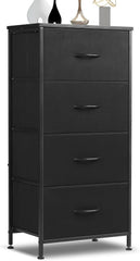 Dresser with 4 Drawers, Storage Tower, Organizer Unit, Fabric Dresser for Bedroom, Hallway, Nesting Tables, Entryway, Closets, Sturdy Steel Frame, Wood Top, Easy Pull Handle