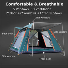 Arabest Camping Tent - 5-8 Person Family Instant Easy Set Up With Carry Bag, Waterproof Windproof Pop Up for Camping, Hiking, Mountaineering