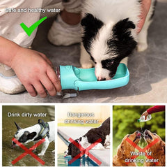 Foldable Pet Water Bottle with Bowl, 12oz Blue