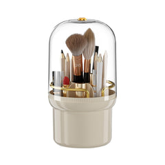 360° Rotating Makeup Brush Holder with Dust-Proof Lid