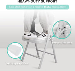 Heavy Duty Padded Folding Chair, 10cm Slim Carbon Steel Frame Seat