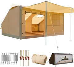 YOLENY Inflatable Tents for Camping, 4/6/8/10/12 Person Blow Up Tent with TPU Skylight, Mesh Windows,Stove Jack & Pump, Easy Setup 4 Season Glamping Tent, Waterproof & Windproof