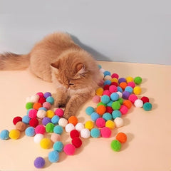 Cat Ball Toy Launcher with 10 Colorful Plush Balls (Blue)