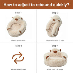 Soft Dog and Cat Bed,Indoor High Cushion Dog Bed, Round Fluffy Pet Bed, Cozy Plush Cuddly Dog Bed, Cute Cartoon Soft Bed, Size for Puppies and Cats (Khaki, M(60 * 60 * 35cm))