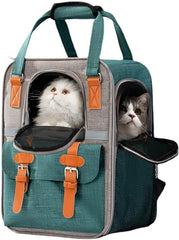 Cat Carrier,Cat Soft-Sided Carrier bag for Cats,Pet Backpack with Three-Sided Breathable Mesh&Removable Mat and Inner Safety Leash (Green)