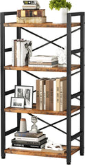 Bookshelf, 3 Tier Industrial Bookcase, Metal Small Bookcase, Rustic Book Shelf Storage Organizer for Living Room, Bedroom, and Home Office Storage Rack (3 Tier)