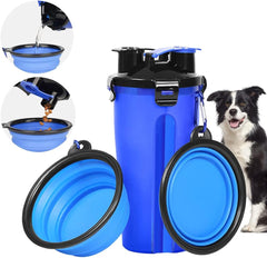 2-in-1 Dog Travel Water & Food Bottle, Leakproof