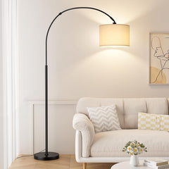 Bentifar Modern Dimmable Floor Lamp with Nordic Style,Adjustable Hanging Shade,Over Couch Reading Light,Standing Lamp for Living Room and Bedroom(Black)