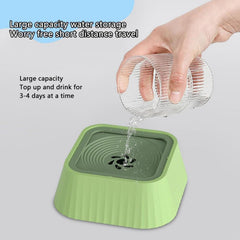 No-Spill Dog Bowl, 1.3L Slow Water Feeder, Suitable for Indoor and Outdoor Use (Green)