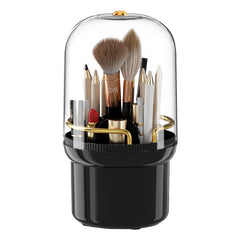 360° Rotating Makeup Brush Holder with Dust-Proof Lid