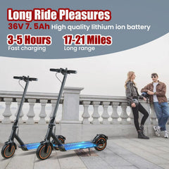 Electric Scooter for Adults, 500W Motor, Max 17-20 Mph Speed, 19 Miles Long Range, 8.5 Inch Solid Tires,