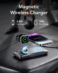 فيجير شاحن لاسلكي مغناطيسي، باور بانك 10000mAh، شاحن محمول لاسلكي سريع الشحن 22.5 واط، شاحن ماج سيف لايفون 14/13، ايربودز، ابل ووتش الترا 8/7/6/5/4/3