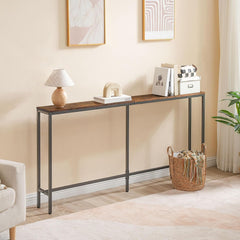 Skinny Console Table, Narrow Sofa Table, Long Behind Couch Table, Slim Entryway Table for Hallway, Living Room, Rustic Brown, Industrial Side Table, Easy to Assemble (180cm)