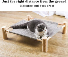 Cat Hammock, Wooden Elevated Bed, Removable, Washable