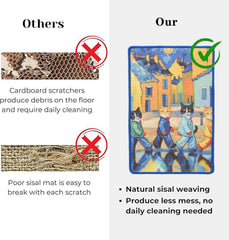 Sisal Cat Scratcher Mat with Adhesive Hook Loop Tape