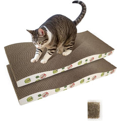 Cat Scratching Board, with Catnip, Wavy (2pcs)