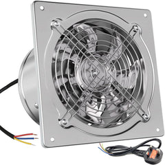 10in Kitchen Exhaust Fan Wall Mounted Exhaust Fan Through the Wall Extractor Fan Exhaust Smoke Fan for Kitchen Bathroom Shopping Mall Office Attic Garage, Stainless Steel Vent fan, Wall fan