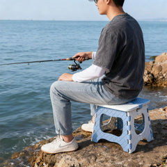 Camping Folding Step Stool, 12 inch Non-Slip Foldable Chair with Handle
