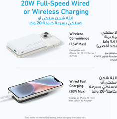 بطارية مغناطيسية من Anker Magnetic Power Bank 10K، تحتوي شاحن محمول لاسلكي، بطارية شحن سريع للغاية 20 واط مع USB-C متوافق مع Magsafe، iPhone 15/15 Plus/15 Pro/15 Pro Max، iPhone 14/13/12 Series