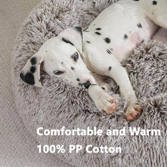 Calming Dog and Cat Bed,Indoor High Cushion Dog Bed, Round Fluffy Pet Bed
