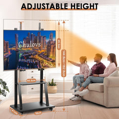 NEW Mobile TV Cart with Wheels for 32-70 Inch TV, Heavy Duty Adjustable Height Rolling TV Stand, School/House/Apartment Floor TV Display Stand Beautiful Scenery (Black)